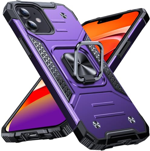 Anqrp Armor Handyhülle für iPhone 12 Mini Hülle mit Ring Halter Ständer, [Fallschutz in Militärqualität] Stoßfest Schutzhülle Kompatibel mit iPhone 12 Mini Case, Lila