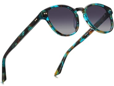 Ricafirla Polarisierte Sonnenbrille Damen, Vintage Stil Ronde Acetat Brille mit UV400 Schutz für Kleine Gesichter