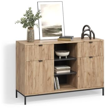 Livinity Kommode Aterno, Viking Oak, 120 x 81.2 cm mit 2 Schubladen und 2 Türen