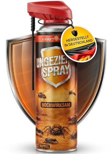 KRAFTKÖNIG Ungezieferspray 500 ml mit Sprührohr – Insektenspray Wohnung | Schnell wirksam gegen fliegende und kriechende Insekten; präzise Anwendung in Räumen, Ecken und Ritzen; Fliegenspray