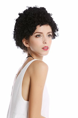 WIG ME UP - 90646-K01 Perücke Damen Herren Karneval Halloween kurz kraus Afro Locken schwarz