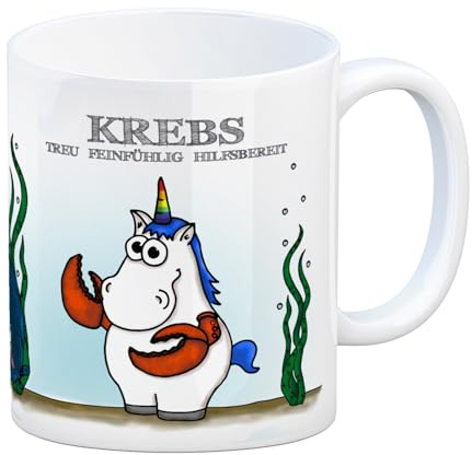 Honeycorns Kaffeebecher mit Sternzeichen Krebs Motiv Tasse Kaffeetasse Becher