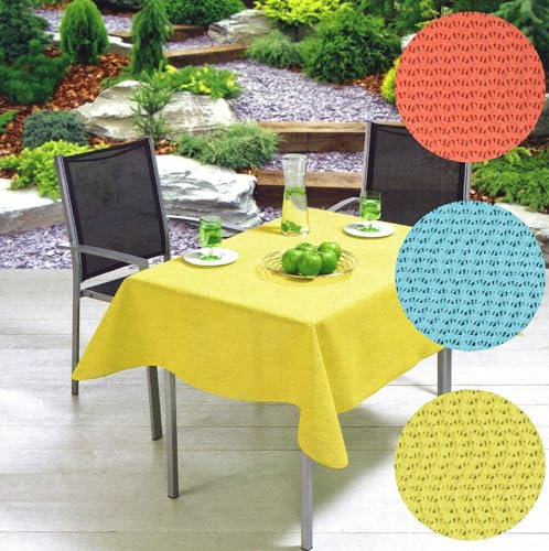 Outdoor Tischdecke Gartentischdecke rund 160 cm wetterfest wasserfest rutschfest waschbar Outdoortischdecke Weichschaum robust Garten Balkon Camping Party Tischdeko Typ444 Coral