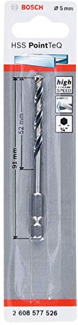 Bosch Professional Brocas de vástago hexagonal PointTeQ, para metal, diámetro: 5 mm, vástago hexagonal de ¼, accesorios para taladro de impacto y taladro atornillador