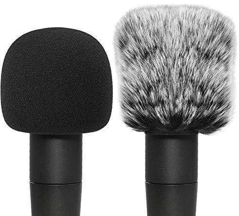 SM57 Pop Filter Foam Cover - Mic Windscreen with Furry Wind Screen Windjammer Compatible with Shure SM-57 Microphone to Blocks Out Plosives by YOUSHARES (2 PCS)