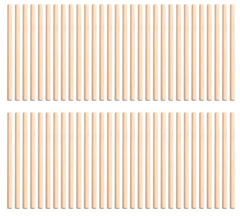 200 Stück Holzdübelstangen Rund Handwerk Holzstäbchen Kuchen Pop Sticks für Holzbearbeitung DIY BAU Modellprojekte (10 X 0 5 cm)