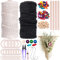 Mardatt 134 Pcs Macrame Kit with 218 Yards 3mm White& Black Macrame Cord, Wooden Beads and Wooden Rings and Wooden Stick for Wall Hanging, Plant Hangers, Crafts, Gift Wrapping and Wedding Decor