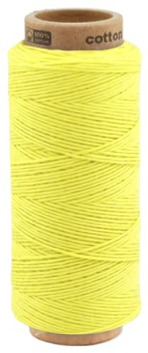 fuwi Baumwollkordel 1 mm - Baumwollschnur & Bäckergarn, 100 m einfarbig - für Makramee, Geschenkband und Dekoration, 100% Neue Baumwolle, matt und farbecht (0004 Zitronengelb)