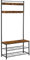 VASAGLE Porte-manteau avec Étagère à Chaussures, Meuble d’Entrée avec Banc, 3-en-1, Cadre en Acier, pour Entrée, Couloir, 32 x 85 x 175 cm, Style Industriel, Marron Rustique et Noir HSR401B01