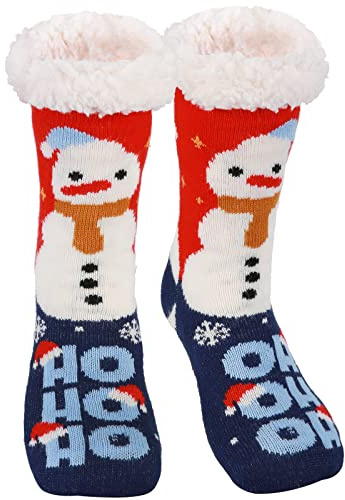 Niofind Calze Uomo Donna Invernali, Calze Antiscivolo Calzini a Pantofola, Calzini Termici Caldi Pile, Calze Termiche Natalizie, Calzettoni Morbidi per Casa Regalo Natale,Confezione da 1/2 paia