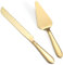 Eisinly Cake Cutting Set for Wedding, Elegant Cake Knife and Server Set with Thickened Stainless Steel Rounded Edges, Cake Cutter Pie Spatula for Birthday Anniversary Christmas, 2 Pcs, Gold
