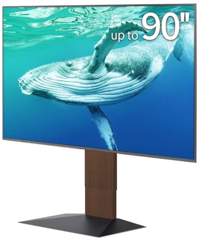 WALL V4 Floor Type | Japanese 50-90 Inch Universal Large-Screen Heavy Duty Pedestal TV Stand Adjustable Mount, No Drill | Walnut