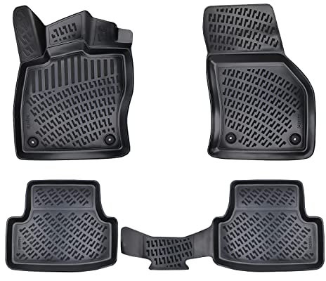 Rizline Passgenau 3D Fussmatten Auto Kompatibel mit Volkswagen Golf 8 Manuell 2020-2025 Auto Zubehör 1. und 2. Reihe Gummimatten Autos TPE Allwetter Geruchlos rutschfest Schwarz