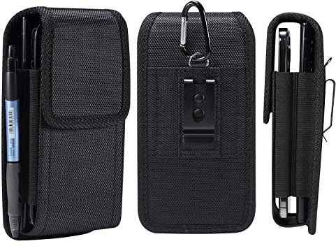 Nylon Mobile Phone Holster Dual Layer Phone Holder Belt Clip Case for iPhone 16 15 14 13 Pro Max Samsung Galaxy S24 FE A35 A15 A16 A03s A04s Moto G14 G54 Google Pixel 8a 7 Pro