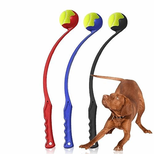 MUIZZ Lanciatore di palline da tennis e lanciatore a mani libere, per raccogliere e lanciare le mani, giocattolo per inseguire, recuperare, lanciare palline, set per esercizi e allenamento, accessori