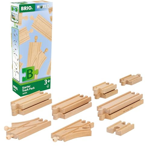 BRIO World – 36099 Schienen Starter Sortiment B | 12-teiliges Holzschienenset für Kinder ab 3 Jahren