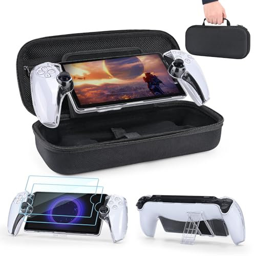 Younik PS Portal Tasche, 4 in 1 PS Portal Zubehör mit 2 Displayschutzfolien und Transparenter Schutzhülle, Schützende Hartschalen Portable Tasche