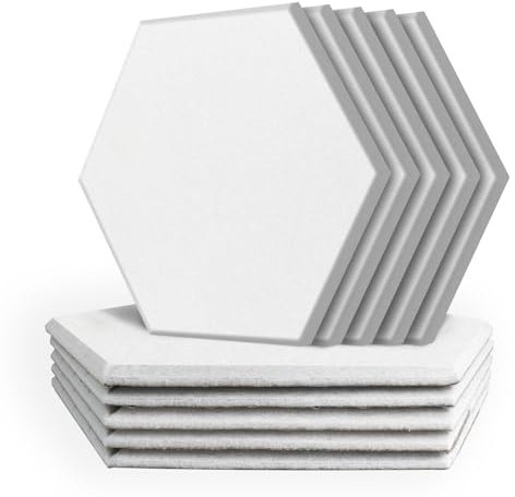 Sechseckige Akustikplatten,12er-Pack Krightlink schallabsorbierende Platten mit hoher Dichte Wände Schallschutzplatten Akustikbehandlung für Zuhause,Aufnahmestudio,Büro (12 Pack,5.9 inch, Weiß)