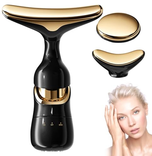 Gesichtsmassagegerät, Massagegerät Gesicht, Elektrisches Gesichtsmassagegerät, Face Massager mit 3 Ersatzköpfen, Anti Aging Gerät Skincare, Massagegerät für Gesicht, Hals, Auge, Face Lifting