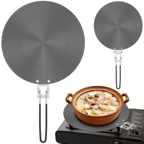 Diffuseur de chaleur pour cuisinière à gaz - 24/28 cm - En alliage d'aluminium - Avec poignée amovible - Plaque de distribution de chaleur pour la cuisine - Plaque de distribution de chaleur pour le