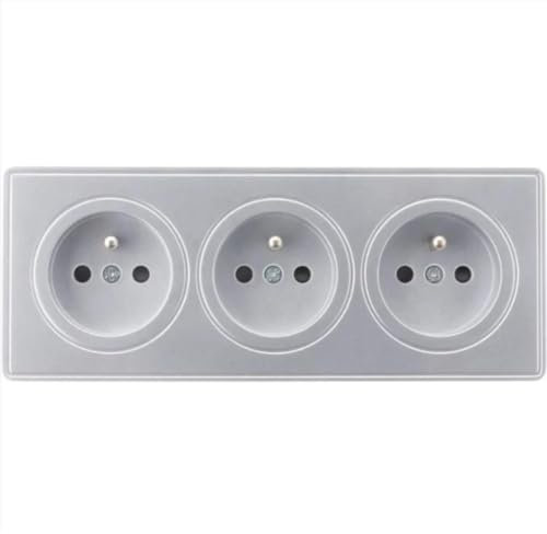 Triple prise câblée en saillie + plaque - argent - Kalya - Zenitech