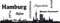 GRAZDesign Wandtattooo Skyline Hamburg Aufkleber Wohnzimmer Büro Wandaufkleber Wandsticker, Jugendzimmer, Wanddeko Wohnbereich Größe XXL, 150x57cm, 070 schwarz