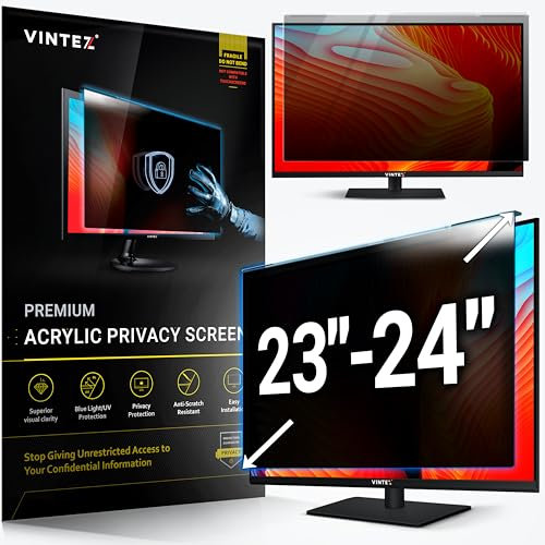 Universal Acrylic 23, 23.6, 23.8, 24 Inch Computer Privacy Screen Filter for Widescreen Computer Monitors - 21.2 x 13.4 (541 x 342 mm) - Monitor Frame Hanging Type