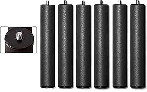 DUÉRMETE ONLINE Lot de 6 Pieds de 27 cm pour sommier et Base tapissée, cylindriques filetés, Gris