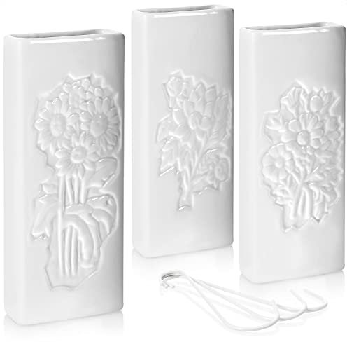 COM-FOUR® 3x Luftbefeuchter aus Keramik - Heizkörper-Verdunster zum Befeuchten der Raumluft - Wasserverdunster - Heizungsverdunster mit Blumen Prägung (03 Stück - Blumenprägung)
