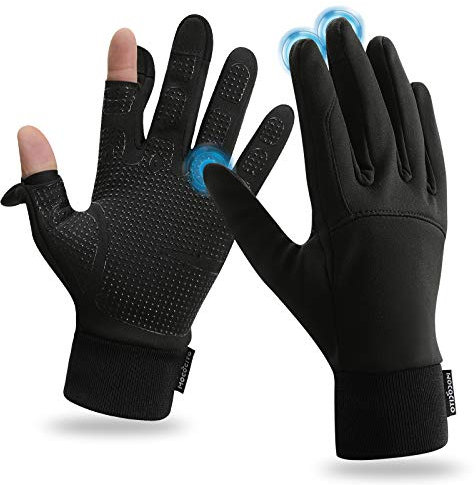 MOCOCITO Guantes Invierno Hombre Mujer, Guantes de Correr Running Táctiles para Móvil y Tablet, Guantes Interiores Guantes Cálidos de Dedo Completo Antideslizante(Ligero, L)