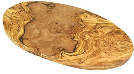 D.O.M.® Tabla de cortar ovalada de madera de olivo, 2 tamaños, posible grabado (longitud 30 cm sin grabado)