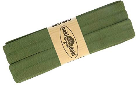 Schrägband Jersey 3m Breite 20mm Oaki Doki Tricot de Luxe Einfassband elastisch über 80 Farben, Farbe:olivgrün