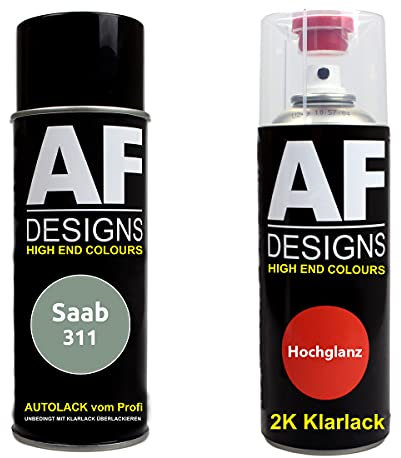 Vernis Voiture Pulvérisation Kit pour Saab 311 Verre Gris Métallique 2K Vernis Transparent Basislack Aérosol Spray 2x400ml