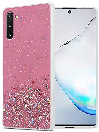 Cadorabo Custodia compatibile con Samsung Galaxy NOTE 10 in Rosa con Glitter - Custodia protettiva in silicone TPU con glitter scintillanti - Ultra Slim Back Cover Case