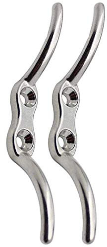 Zunedhys 2PCS Silber Halyard Rope Cleat Hook - Rostfrei - Ohne Befestigungsschrauben 15.1X2.8CM (Erdnuss)