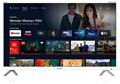 SHARP 32BI2KAW 32-inch Android 720p TV with Freeview HD, Google Assistant, Google Chromecast, 3 x HDMI, 3 x USB and Bluetooth - White