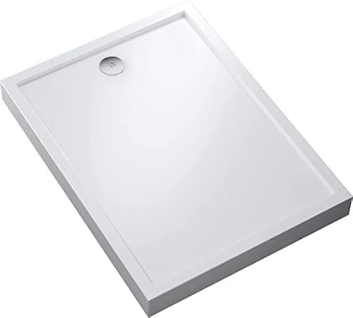 Nordholm Duschboard Elegance Duschwanne inkl. Styroporträger | Aus Hochglanz-Acryl & antibakteriell | Rechteckige Duschtasse 12cm Höhe, 90mm Ablaufdurchmesser | Weiß, ohne Ablaufgarnitur, 80x100cm