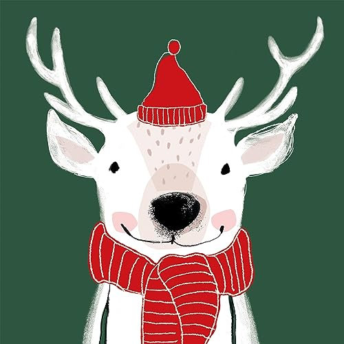 20 Servietten Weihnachten Kindlicher Elch im Winter als Tischdeko. Papierservietten mit Motiv. Auch für Decoupage und Serviettentechnik 33x33cm
