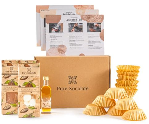 Pure Xocolate Lot de tasses au beurre de cacahuète DIY : faire soi-même des chocolats végétaliens – Cadeau pour Noël, un anniversaire ou pour faire soi-même, sans garniture