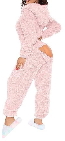 Pigiama Donna Sexy Hot per Sesso Aperto Cotone Intimissimi Invernale Pigiama Intero Caldo Lungo Lovable Pile Elegante Morbido Manica Lunga Abbigliamento da Notte Lingerie Curvy Donna Felpato