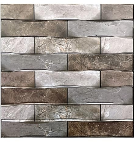 I K H E MALARKA 50 Stück - 4,5m², 3D Tapeten Paneele EPE - Schaum PVC SELBSTKLEBEND Wandpaneele Steinoptik Wasserdicht Wandverkleidung Steintapete Aufkleber 30x30cm (Braun JM-WP545)