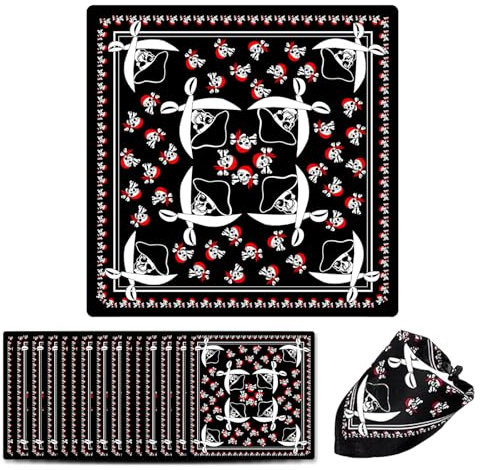 FENGQQKJ Pirat Bandana Totenkopf Halstuch Bandana Schwarz Kopftuch Pirat Kapitän Kopftuch mit Totenkopf Stirnband Doppelseitigem Motiv Pirat Taschentuch für Party Gefallen Pirat Thema 15 Stück
