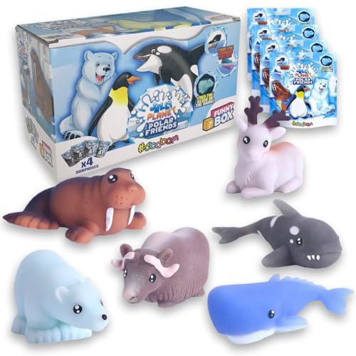 #sbabam Funny Box Polar Friends Jelly Planet, Kiosk Kinderspiele, Kuscheltiere, 4 Stück, Finden Sie Farbwechsler und Glow-in-The-Dark - Baby Geschenk Spielzeug
