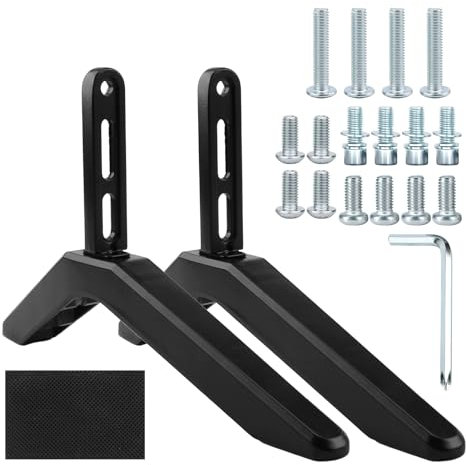 Base universal para TV, pies de pedestal para LCD de 32 a 65 pulgadas, LED, televisores de plasma, soporte de TV de mesa duradero y estable con patas de montaje ajustables y tornillos de instalación