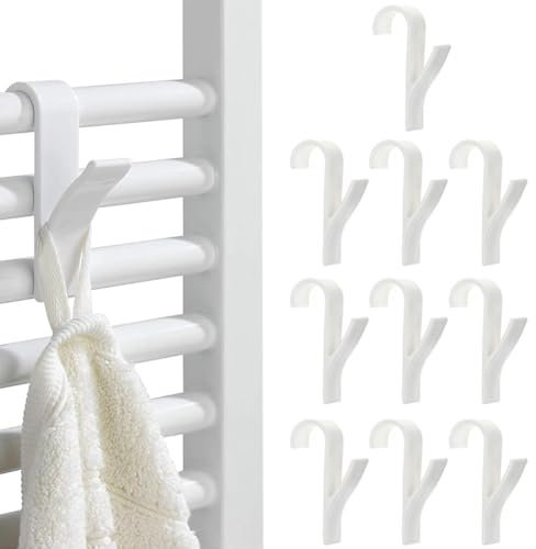 10 Pezzi Ganci per Termoarredo Bagno, Appendini Termoarredo Bagno, Appendi per Scaldasalviette,Ganci Termoarredo Bagno, per Appendere, Appendini Asciugamani Termosifone,Bianc