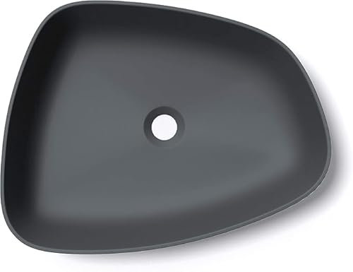 Mai & Mai Lavabo da Appoggio 51.1X38.7X12cm, Lavandino Bagno Colossum806 Lavabo da Marmo Fuso, Antracite Opaco