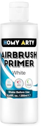 HOMY ARTY Airbrush Primer - Weiß Acrylgrundierung für Airbrush, 250 ml schnelltrocknende, matte Grundierung, für Airbrush Farbe mit ausgezeichneter Haftung auf Kunststoffmodellen, Metall, Leinwand
