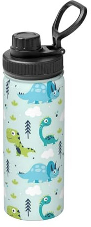 Bouteille d'hydratation en acier inoxydable à double paroi isotherme avec motif dinosaure pour camping et randonnée