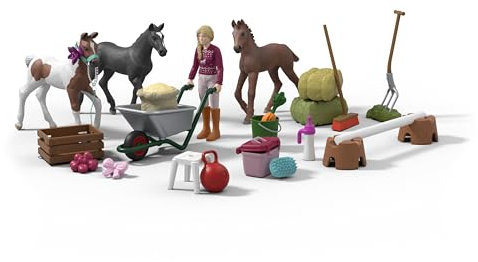 schleich Horse Club | Adventskalender Horse Club 2025 – Weihnachtswunder Fohlenaufzucht 99178 | mit beweglicher Figur Sofia, 3 Pferdefiguren & Zubehör | Geschenkidee für Kinder ab 5 Jahren | 34 Teile