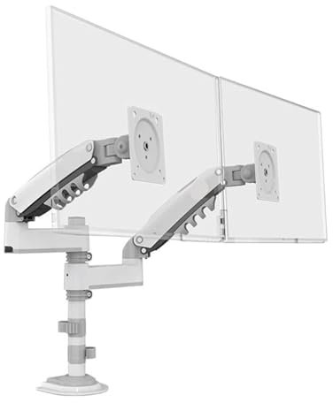 Support de Table for écran Double H180 17-27 Pouces, Support TV LCD à Ressort à gaz à Mouvement Complet, Support de Serrage à Double Bras de 2 à 9 kg(2-9kg White)